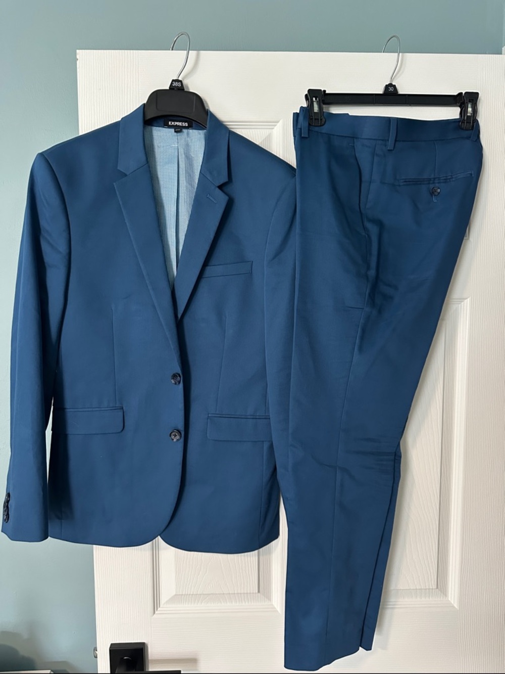 Express Men’s Teal-Blue Two-Piece Suit Jacket & Pants